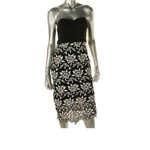 J.O.A Black and White Lace Strapless Dress
